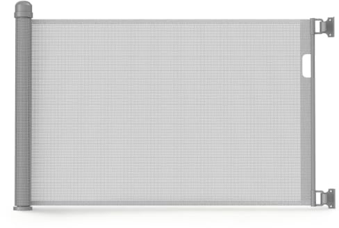 YRHome Baby Türschutzgitter Rollo Ausziehbar 0-150cm, Grau Treppenschutzrollo Treppenschutzgitter für Baby und Pelztiere Einziehbares Tür für Innen und Außenbereich