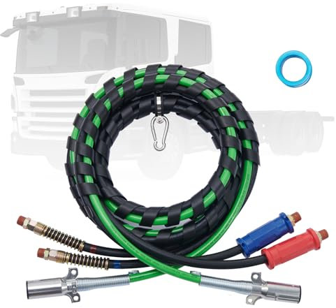 VEVOR Kit de Líneas de Aire para Semirremolque de 95 x 95 x 3660 mm, Mangueras de Aire 3 en 1 y Línea de Alimentación ABS para Semirremolque, Tractor, Cable Eléctrico con Enchufe de 7 Vías y Gancho