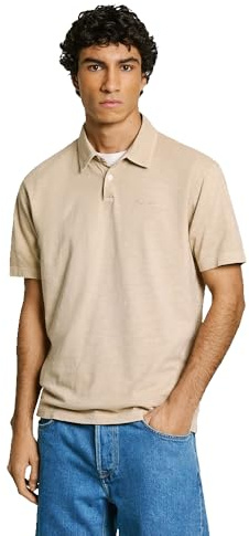 Pepe Jeans Herren Polo New Oliver GD, Braun (Light Beige), Größe L, Braun (Hellbeige), L