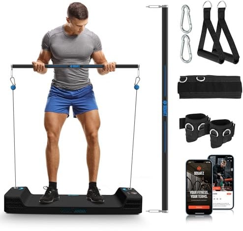 SQUATZ Apollo Board Mini: 150lb Resistance Smart Cable Machine, Functional Trainer for Full Body Workouts, Full Body Strength, Digital Home Gym Equipment with Free App includes Accessories, Blue