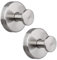 Neknock Suction Cup Hooks for Shower, Towel Hooks for Bathroom Kitchen Glass Mirror Tile, Stainless Steel Suction Hooks for Hanging Towel Coat Loofah Robe up to 15 lbs, 2 Pack (Brushed Nickel)