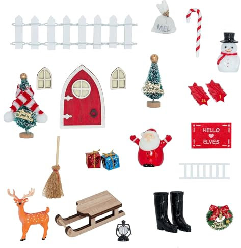 FENGQQKJ Wichteltür Zubehör Weihnachtswichtel Tür Wichtelhaus Wichteltür Set Weihnachtswichtel Komplettset Wichtel Geschenke für Weihnachtsdekorationen