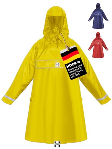 HOCK Premium „E-Bike Poncho“, Regenponcho mit Ärmel für Fahrrad und E-Bike, für Helme geeignet - Regencape 100,0% wasserdicht, Fahrradponcho für Herren & Damen, Gelb