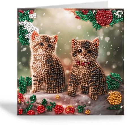 CRYSTAL ART Christmas Kittens - 18x18cm Card