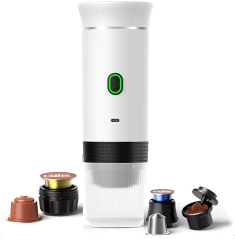 Genérico Cafetera portátil 3 en 1 multifunción inalámbrica, recargable compatible con cápsulas y polvo de café (blanco)