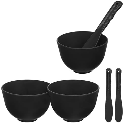 Beavorty Recipiente Para Mezclar Mascarillas Faciales Cuenco De Silicona Para Mezclar Juego De 3 Cuencos De 3.93 X 3.93 X 2.75 in Con 3 Espátulas Aplicadoras Para Spa Y Cuidado Facial Diy