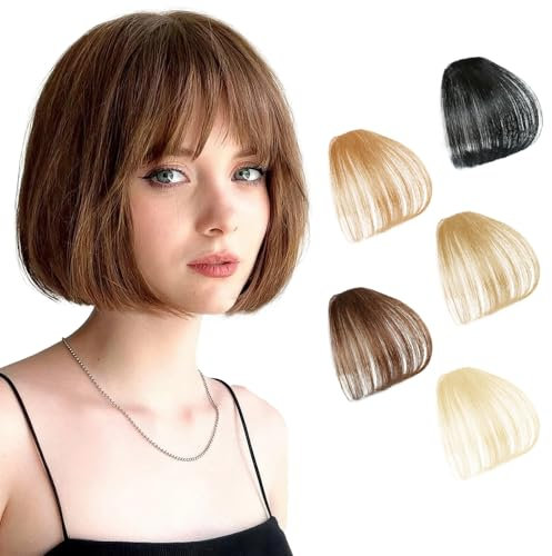 TYXHXTF 5 Pcs Clip in Bangs, Pony Clip, Front Fringe Air Bangs mit Schläfen, Stirnfransen Haartei für Frauen und Mädchen