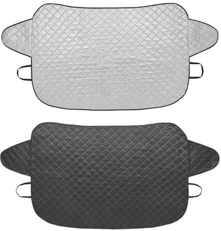 Windschutzscheibe Abdeckung Premium 94x144,5cm Auto Scheibenabdeckung mit 2 Gummibändern - Die Frontscheibenabdeckung Frost - Schnee - EIS etc. Seitenklappenlänge von 27 cm