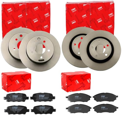 TRW Bremsscheiben + Beläge vorne + hinten passend für Qashqai J10 JJ10