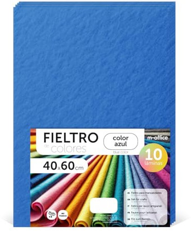 m-office Bastelfilz für DIY-Projekte, Filzplatten in bunten Farben, Weich und Flexibel, Material für Nähen und Patchwork Stoffe, Ideal Handarbeiten, Deko Kunsthandwerk, 20x30cm, (Blau, 10 Stk)