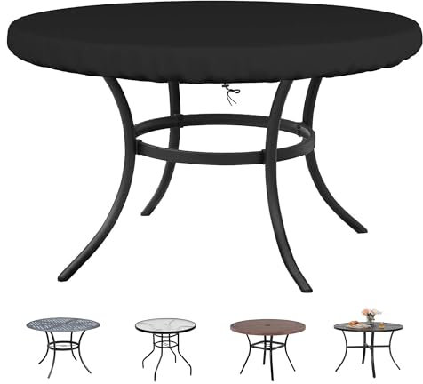 Flyace Tischabdeckung Outdoor Wetterfest Tischplatten Hülle Tisch Plane Gartenmöbel Schutzhüllen Tischplattenabdeckung Wasserdicht Gartentisch Abdeckung UV-Beständiges 600D Gewebe Rund 160x25cm