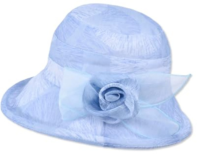 LumiSyne Tüll Sonnenhut Damen Blumen Fischerhüte Eimer Hut Vintage Upturn Krempe Cloche Hüt Eleganter Fascinator Leicht Atmungsaktive Sommerhut Für Strand Reise Party