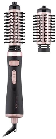 ETA Warmluftbürste Fenite I Black Edition I 1000 W I Ionisierung I 2 Geschwindigkeiten I Rotationsbürste I 2 Aufsätze Ø 38 mm, Ø 50 mm I Reiseetui