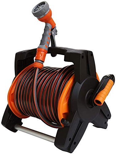 Equipo de riego for manguera de jardín, soporte for manguera de agua con carrete, estante de almacenamiento de pared for riego de lavado de autos