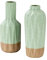 2er Set Porzellan Vase H15cm Grün Braun Blumenvase Tischdeko Blumendeko Boho Design Skandi Trockenblumen Wohnaccessoires