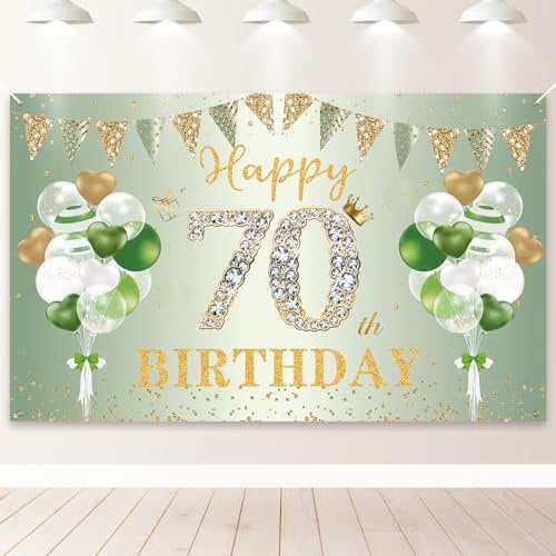 PartyYaa 70. Geburtstag Banner Deko, Extra Großes 70. Geburtstagsbanner, Happy Birthday Banner Hintergrund Fotoautomaten Schild Poster Party Deko für Männer und Frauen (180 x 110cm)
