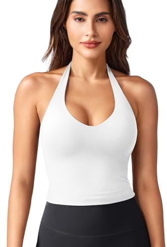 ZAAYO Halter Neckline Tank Top Mujer Deep V Sport Top Mujer Sexy Crop Top Top
