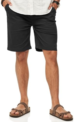 Soulstar Herren Chinoshorts Kurze Hose mit Stretch incl. Canvas-Gürtel - Bermuda Sommershorts für Männer - Elastische Shorts im Regular-Fit