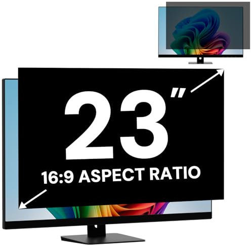 23 Inch Computer Privacy Screen Filter for 16:9 Widescreen Monitor, Removable Computer Screen Privacy Shield and 23 Inch Anti Blue Light Glare Filter
