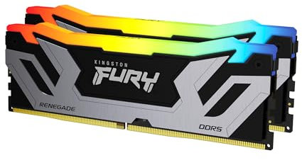 Kingston FURY Renegade DDR5 RGB Silver/Black XMP 48GB (2x24GB) 8000MT/s CL38 DIMM Desktop Gaming Memory Kit of 2 - KF580C38RSAK2-48