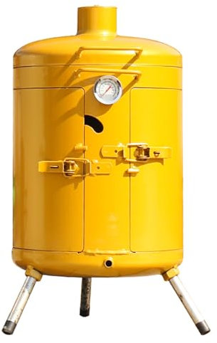 WPWSDWMX Smokertonne Grilltonne Robuster 3-in-1-Holzkohlegrill, Rauchfreier Hängegrill, BBQ-Grill-Set für Picknicks Im Freien(Yellow)