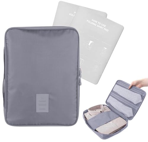 EQLEF® Wrinkle-proof Hemd und Krawatte Aufbewahrungstasche Tragbarer Organizer Hemd mit Handgriff für Reisen Packgeschäftsreise (Grau)