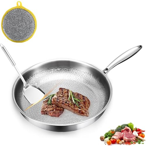 Gienslru Siraat Pure Titanium Pan with Lid, Sartén de titanio sin recubrimiento, sartén de titanio, sartén de titanio, sartenes ultrarduraderas, resistentes a los arañazos, para todo tipo de fuegos