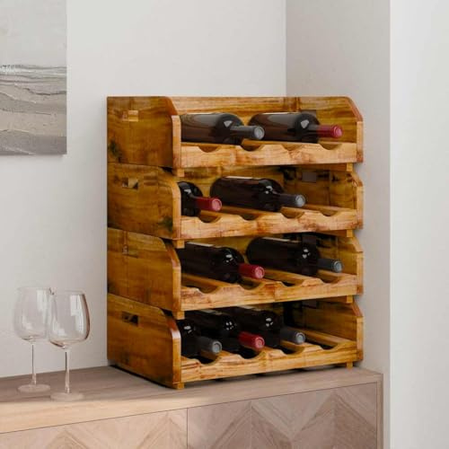 LLEZKBR Armoires et rangements - Casiers à vin - 4 pièces pour 16 bouteilles - Bois d'acajou massif