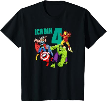 Kinder Marvel Avengers Geburtstag 4 Jahre T-Shirt