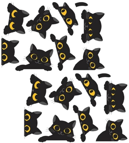 Mjzzh Halloween Schwarz Katze Lichtschalter Aufkleber, 2 - Stücke Set, niedliche Möbel Wandtattoo, Kinderzimmer Dekoration