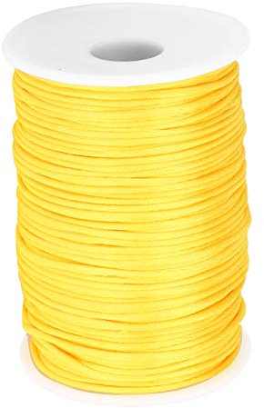 100 Iarde 2,5 mm Cordoncino di Raso in Nylon, Filo Intrecciato con Perline Filo Decorativo per Annodatura Cinese per la Creazione di Gioielli Braccialetti Collane per Perline (D'oro)