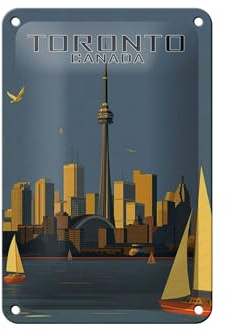 Femer Blechschild Reise 12x18 cm Toronto Canada Blick auf die Stadt Deko Schild