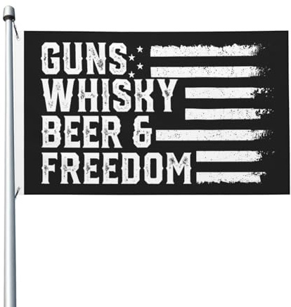 Yard Flaggen Waffen, Bier Und Freiheit Garten Fahnen Dekor Außenbanner Wasserdicht Garten Flaggen Für Fête Carnaval Extérieur 90X150 Cm
