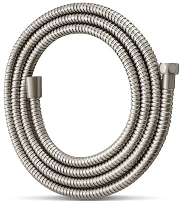 OFFO Duschschlauch Edelstahl gebürstet 3m, mit Verdrehschutz, Standard G 1/2universellem Anschluss, Brauseschlauch flexibel und knickfest für Badarmaturen, (nickel gebürstet)
