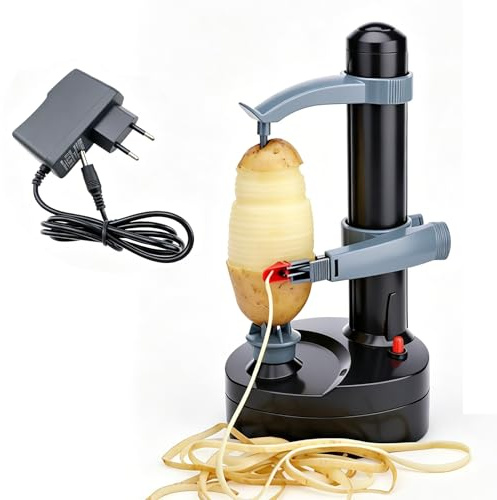Pelapatate elettrico, pelapatate completamente automatico per patate, mele e verdure, con 2 lame intercambiabili, pratico utensile da cucina per l'uso quotidiano in casa e in cucina