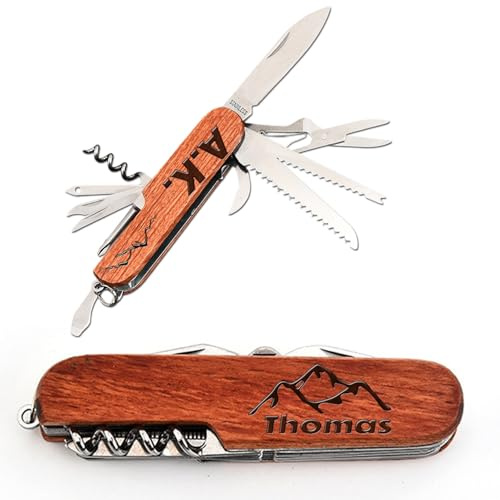 Personalisiertes 8-in-1 Multitool Mit Gravur, Kompaktes Klappzangen-Set Mit Holzgriff, Mini EDC Taschenwerkzeug for Camping, Einzigartige Weihnachtsgeschenke & Groomsmen Gifts for Männer(1pcs)