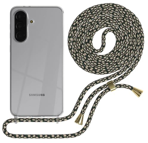 EAZY CASE Handykette kompatibel mit Galaxy A37 Handyhülle mit Umhängeband, Handykordel mit Schutzhülle, Silikonhülle, Hülle mit Band, Stylische Kette für Smartphones, Grün Camouflage