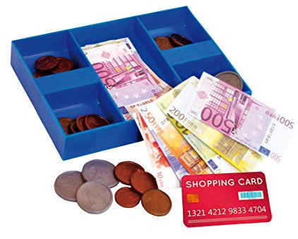 tanner DER KLEINE KAUFMANN TANNER Deco - Geldkassette mit Eurospielgeld (Kaufladenzubehör, aus Kunststoff, Geld für Kaufladen) 0209.6