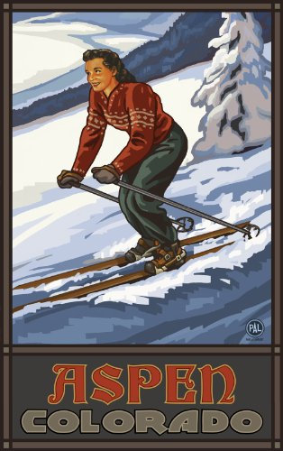 Northwest Art Mall Aspen Colorado Downhill Skier Girl DSG Wandbild von Paul A. Lanquist, 28 x 43 cm