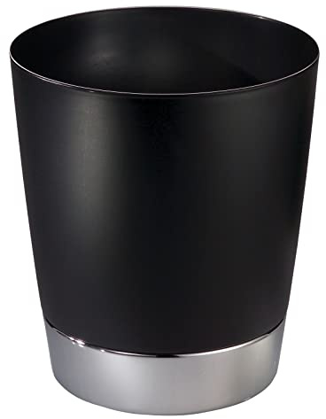 mDesign Abfallsammler aus Kunststoff - perfekt als Mülleimer in der Küche, Papierkorb im Büro oder Abfalleimer im Bad - schlichte Optik & modernes Design - Schwarz/Chrom