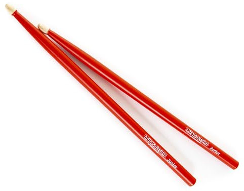 Music Store MSY-R Drumsticks, 33cm, 1.3cm Durchmesser, Weißbuche, Robust, Professionell, Ideal für Anfänger, Rot