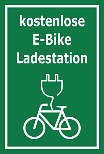 Melis-Folienwerkstatt Schild - E-Bike Lade-Station - 30x20cm | Bohrlöcher | 3mm Aluverbund – S00050-066-G -20 Varianten