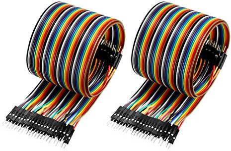 sourcing map Male to Male 40P Jumper Wire 2.54mm Pitch Ribbon Cable Breadboard DIY 50cm Long 2pcs