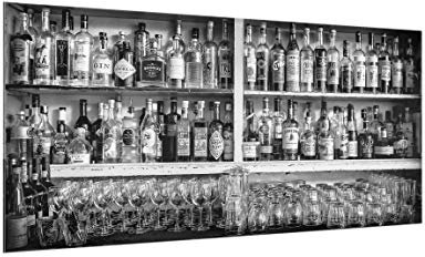 Bilderwelten Spritzschutz Glas - Bar Schwarz Weiß - Querformat 1:2, HxB: 59cm x 120cm