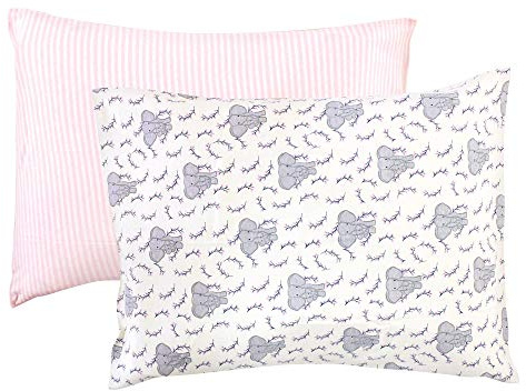 Touched by Nature Unisex Baby and Toddler Organic Cotton Toddler Pillowcase, Girl Elephant, One Size