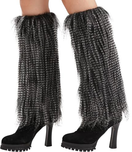 Nanxson Damen Stulpen Lange Furry Fuzzy Beinwärmer Strümpfe Winter Warm Beinlinge Stulpe TTW0034 (streife)