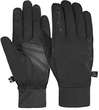 Reusch Saskia Touch-TEC warme, windabweisende und Wasserabweisende Outdoorhandschuhe Sporthandschuhe Damen touchscreenkompatibel für die Bedienung von Handy und Tablet, schwarz, 6