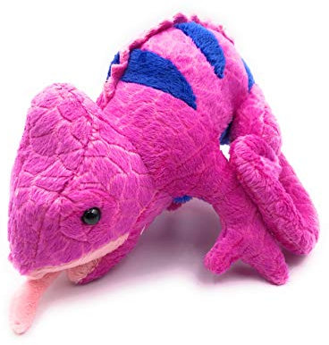 Onwomania Plüschtier Kuscheltier Stoff Tier Chamäleon pink Schuppenkriechtier 17 cm
