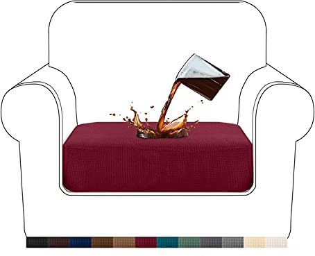 Granbest Premium Wasserabweisender Sofa-Sitzkissenbezüge High Stretch Jacquard Stoff Couch Sitz Schonbezug Schonbezug für 1 Sitzer Sofa (1 Sitzer, weinrot)