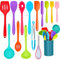 Ustensiles de Cuisine, Joyfair 15 Pièces Ustensiles de Cuisine en Silicone, Kit Ustensiles Cuisine avec Pot, Sains et Antiadhésive, Résistante à la Chaleur et Lavable au lave-vaisselle, Colorée